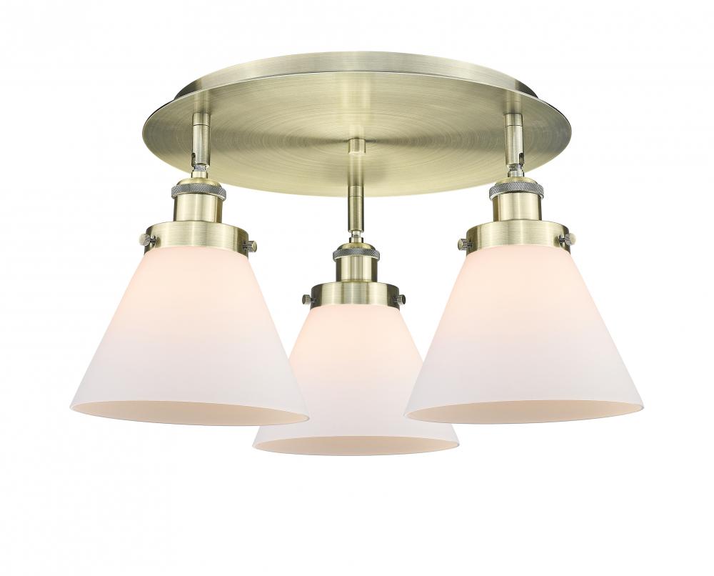 Cone - 3 Light - 20 inch - Antique Brass - Semi-Flush Mount