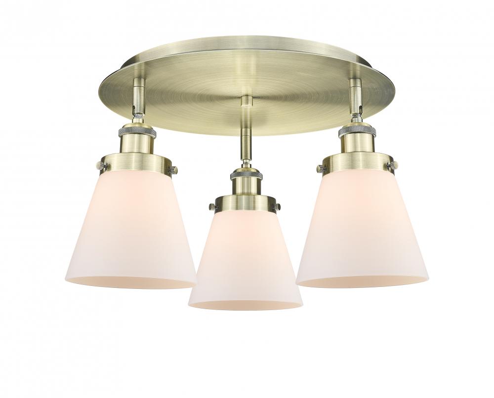 Cone - 3 Light - 18 inch - Antique Brass - Semi-Flush Mount