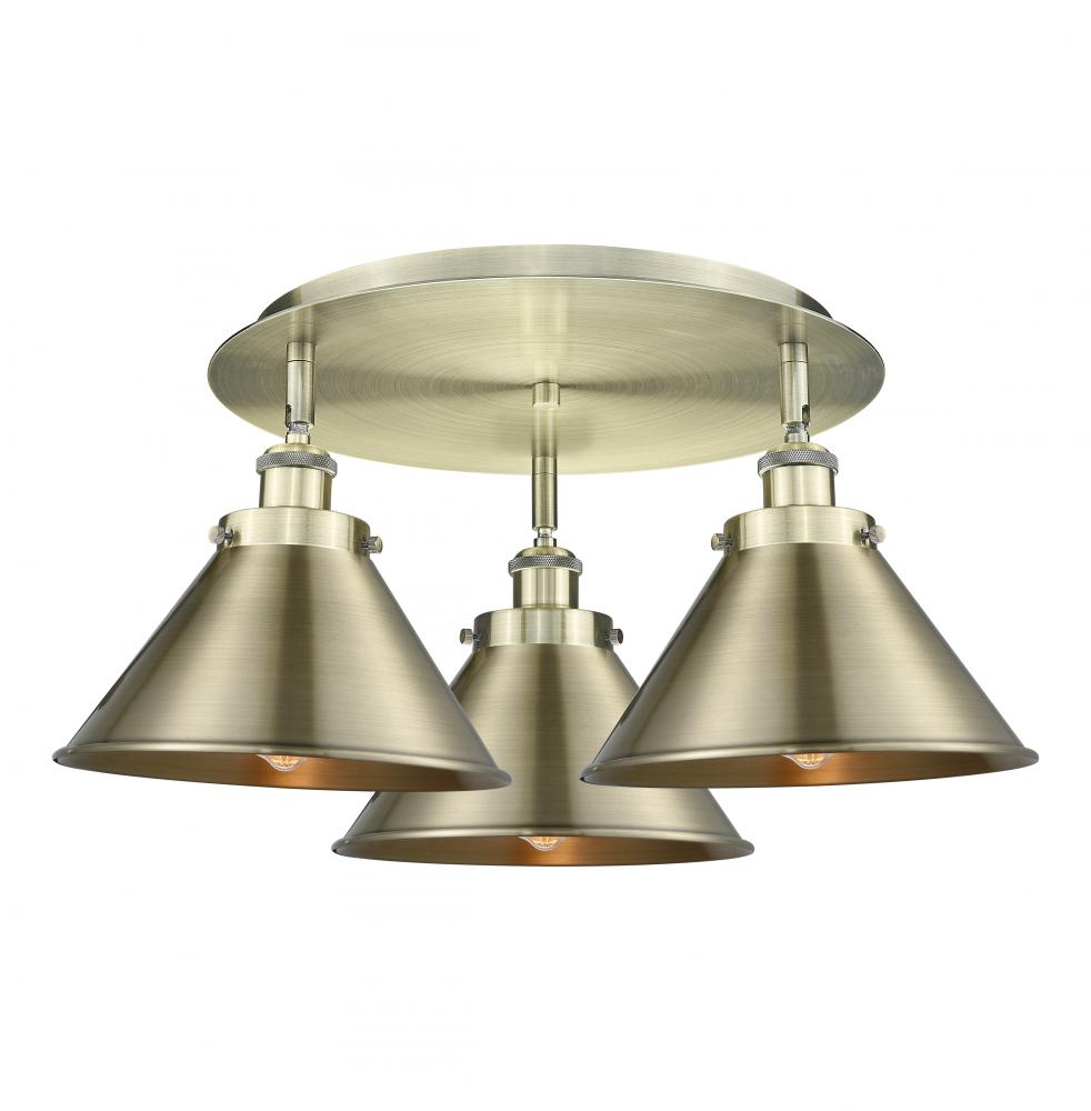 Ballston Urban - 3 Light - 20 inch - Antique Brass - Semi-Flush Mount