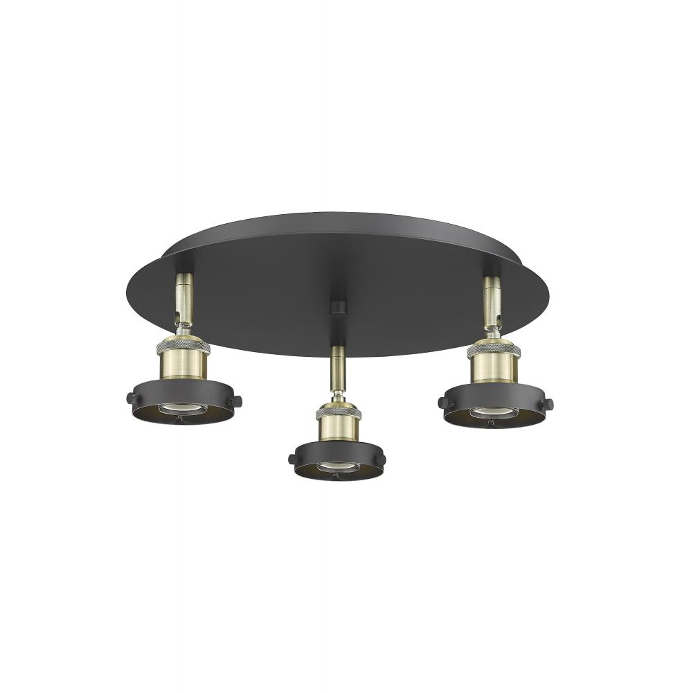 Ballston Urban - 3 Light - 15 inch - Black Antique Brass - Semi-Flush Mount