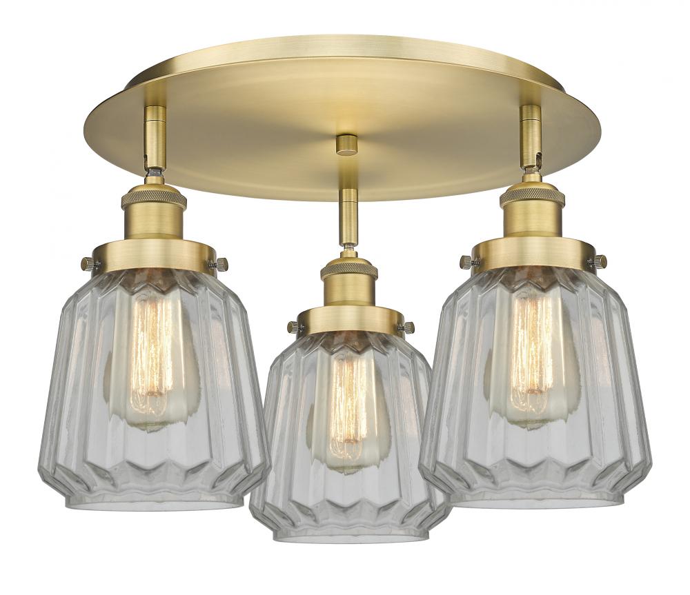 Chatham - 3 Light - 19 inch - Brushed Brass - Semi-Flush Mount