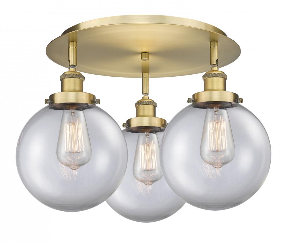 Whitney - 3 Light - 20 inch - Brushed Brass - Semi-Flush Mount