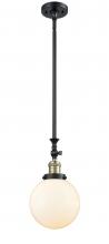 Innovations Lighting 206-BAB-G201-8 - Beacon - 1 Light - 8 inch - Black Antique Brass - Stem Hung - Adjustable Mini Pendant