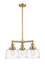 Innovations Lighting 207-SG-G713 - Bell - 3 Light - 22 inch - Satin Gold - Stem Hung - Chandelier