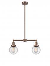 Innovations Lighting 209-AC-G204-6 - Beacon - 2 Light - 23 inch - Antique Copper - Stem Hung - Adjustable Island Light