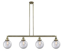 Innovations Lighting 214-AB-G202-8-LED - Beacon - 4 Light - 53 inch - Antique Brass - Stem Hung - Adjustable Island Light