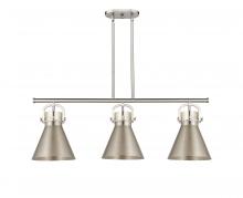 Innovations Lighting 410-3I-SN-M411-10SN - Newton Cone - 3 Light - 42 inch - Satin Nickel - Island Light