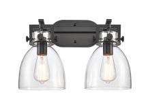 Innovations Lighting 411-2W-BK-G412-7CL - Newton Bell - 2 Light - 17 inch - Matte Black - Bath Vanity Light