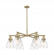 Innovations Lighting 411-6CR-BB-G412-7CL - Newton Bell - 6 Light - 26 inch - Brushed Brass - Chandelier
