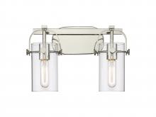 Innovations Lighting 423-2W-PN-G423-7CL - Pilaster II Cylinder - 2 Light - 15 inch - Polished Nickel - Bath Vanity Light