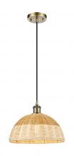 Innovations Lighting 516-1P-AB-NBD2-12-NAT - Bristol Natural II - 1 Light - 12 inch - Antique Brass - Cord hung - Mini Pendant