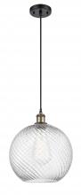 Innovations Lighting 516-1P-BAB-G1214-12 - Athens Twisted Swirl - 1 Light - 12 inch - Black Antique Brass - Cord hung - Mini Pendant