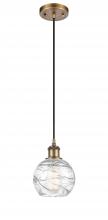 Innovations Lighting 516-1P-BB-G1213-6 - Athens Deco Swirl - 1 Light - 6 inch - Brushed Brass - Cord hung - Mini Pendant