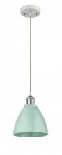 Innovations Lighting 516-1P-WPC-MBD-75-SF - Plymouth - 1 Light - 8 inch - White Polished Chrome - Cord hung - Mini Pendant