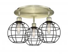 Innovations Lighting 516-3C-AB-CE-8-BK - Lake Placid - 3 Light - 20 inch - Antique Brass - Semi-Flush Mount