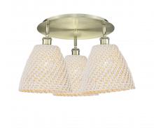 Innovations Lighting 516-3C-AB-NBD-9-NAT - Bristol Natural - 3 Light - 21 inch - Antique Brass - Semi-Flush Mount