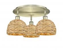 Innovations Lighting 516-3C-AB-RBD-8-NAT - Woven Rattan - 3 Light - 20 inch - Antique Brass - Semi-Flush Mount