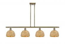 Innovations Lighting 516-4I-AB-RBD-8-NAT - Woven Rattan - 4 Light - 48 inch - Antique Brass - Multi Pendant