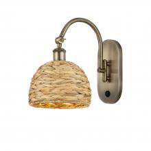 Innovations Lighting 518-1W-AB-RBD-8-NAT - Woven Rattan - 1 Light - 8 inch - Antique Brass - Adjustable Swing Arm