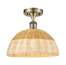 Innovations Lighting 616-1F-AB-NBD2-12-NAT - Bristol Natural II - 1 Light - 12 inch - Antique Brass - Semi-Flush Mount