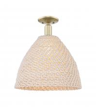 Innovations Lighting 716-1C-AB-NBD-16-NAT - Bristol Natural - 1 Light - 6 inch - Antique Brass - Semi-Flush Mount