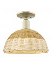 Innovations Lighting 716-1C-AB-NBD2-12-NAT - Natural Ballston Dome - 1 Light - 6 inch - Antique Brass - Semi-Flush Mount