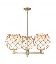 Innovations Lighting 716-3CR-AB-G121-10RB - Farmhouse Rope - 3 Light - 32 inch - Antique Brass - Stem hung - Pendant