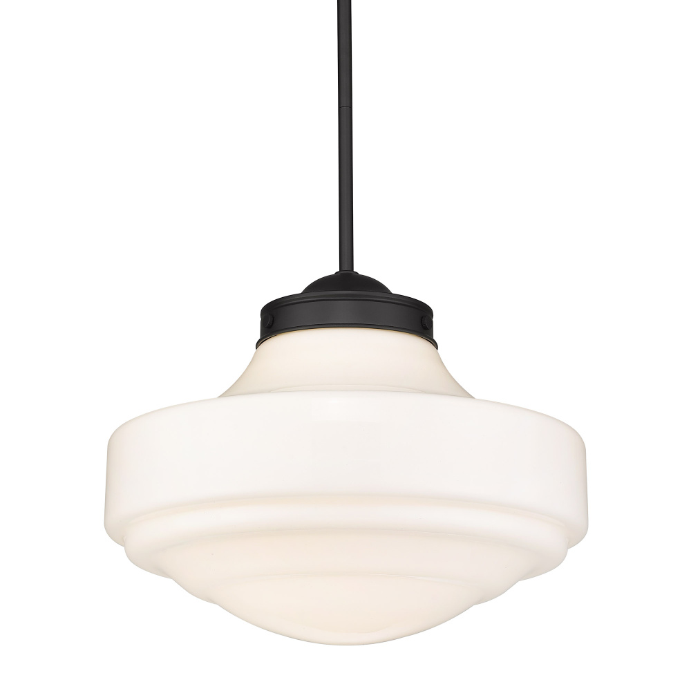 Golden Lighting Ingalls 1-light 16in Pendant in Matte Black and Vintage Milk Glass