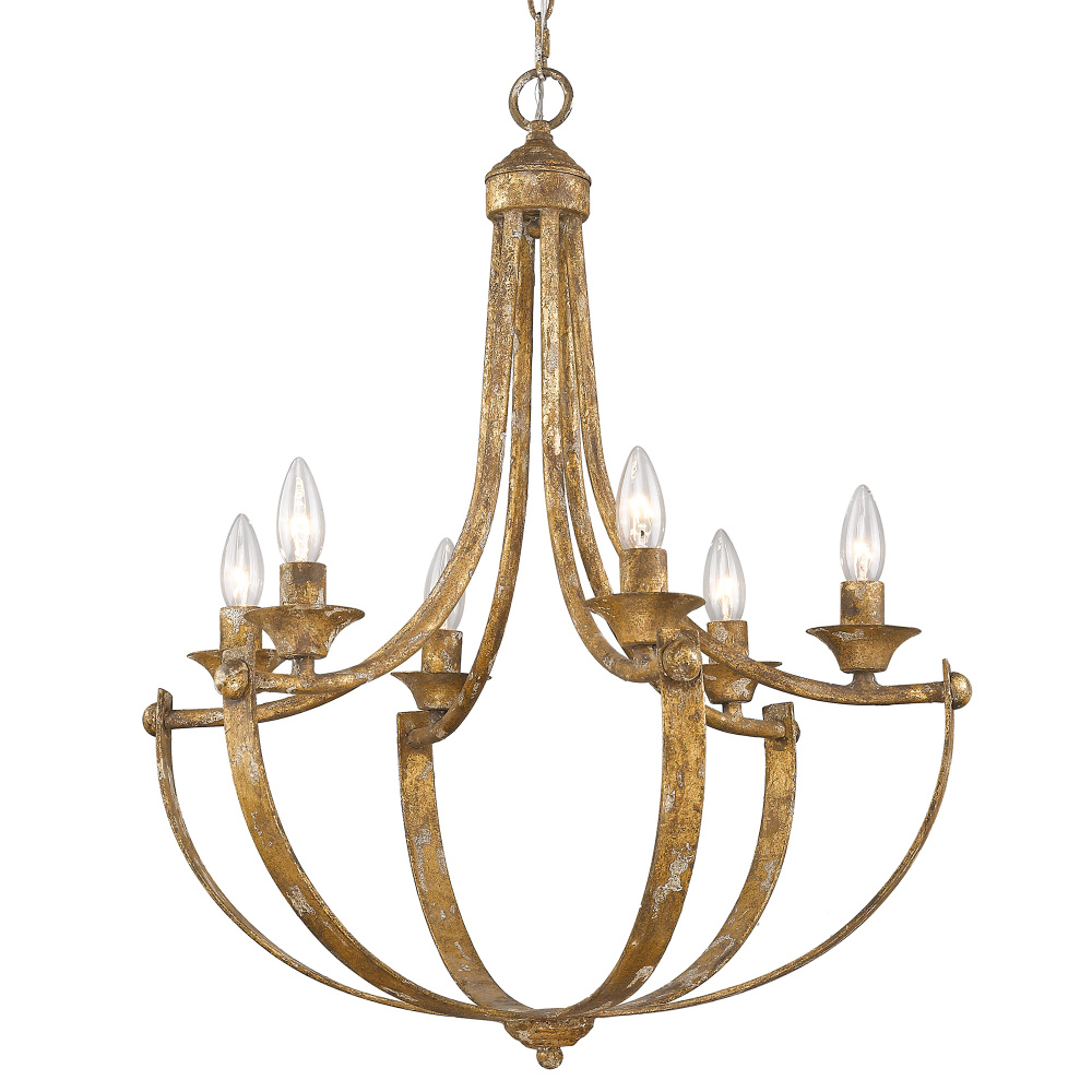 Wry Lighting Victoria 6-light Chandelier in Heirloom Gold