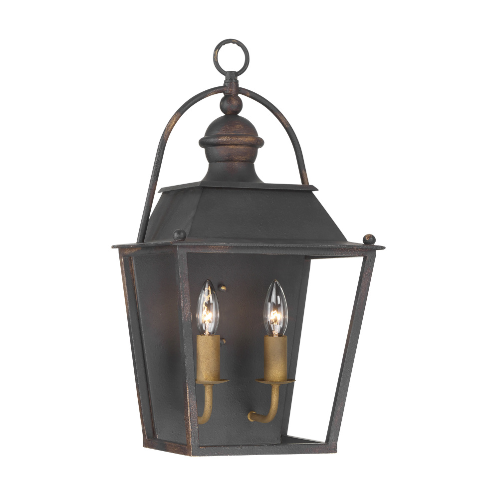 Golden Lighting Christoff 2-light Wall Sconce in Antique Black Iron