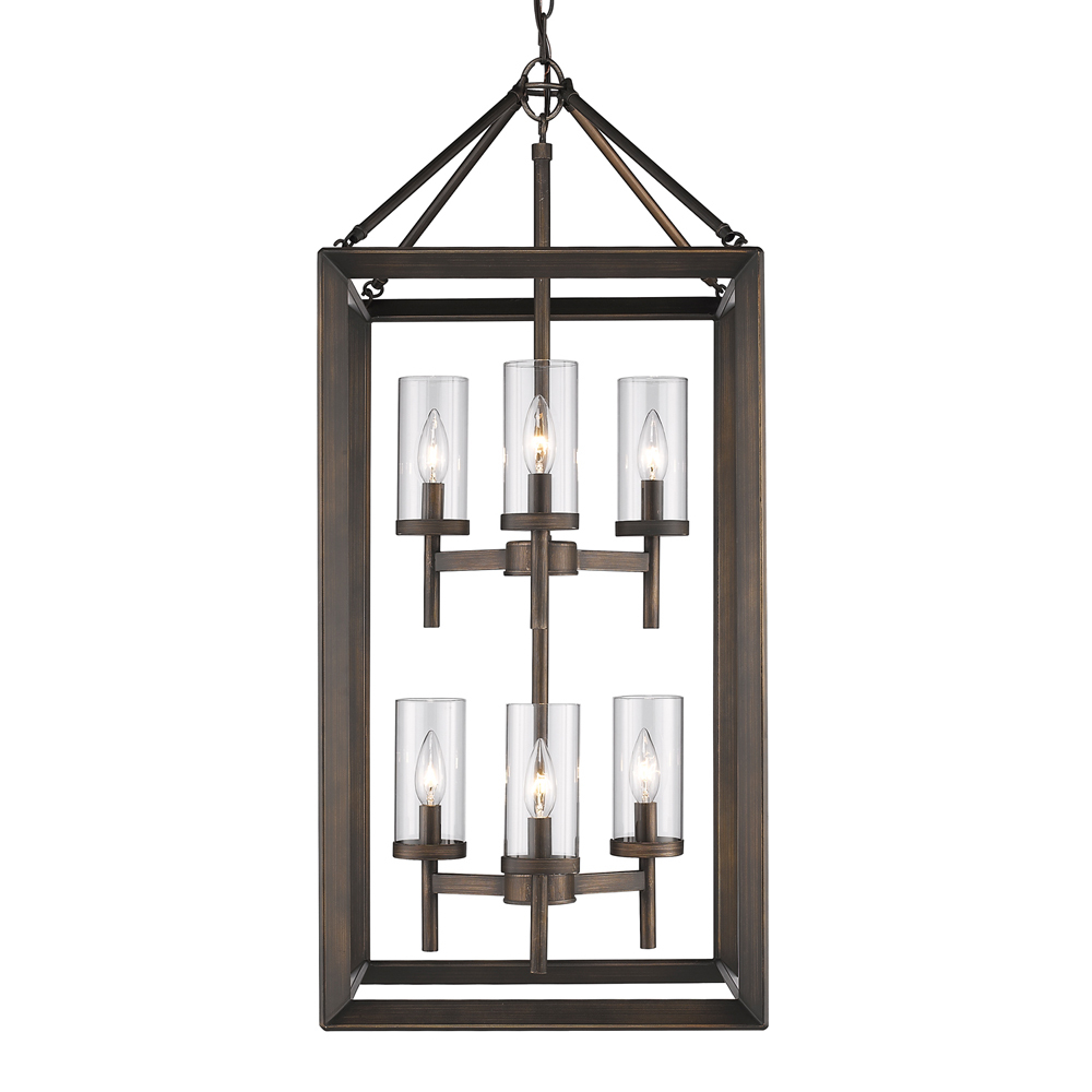 Smyth 6 Light Pendant (Gunmetal Bronze & Clear Glass)