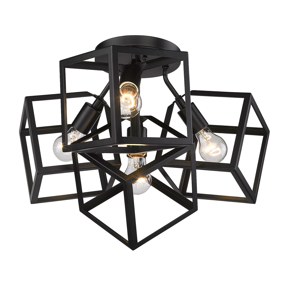 Golden Lighting Cassio 4-light Semi-Flush Mount in Matte Black