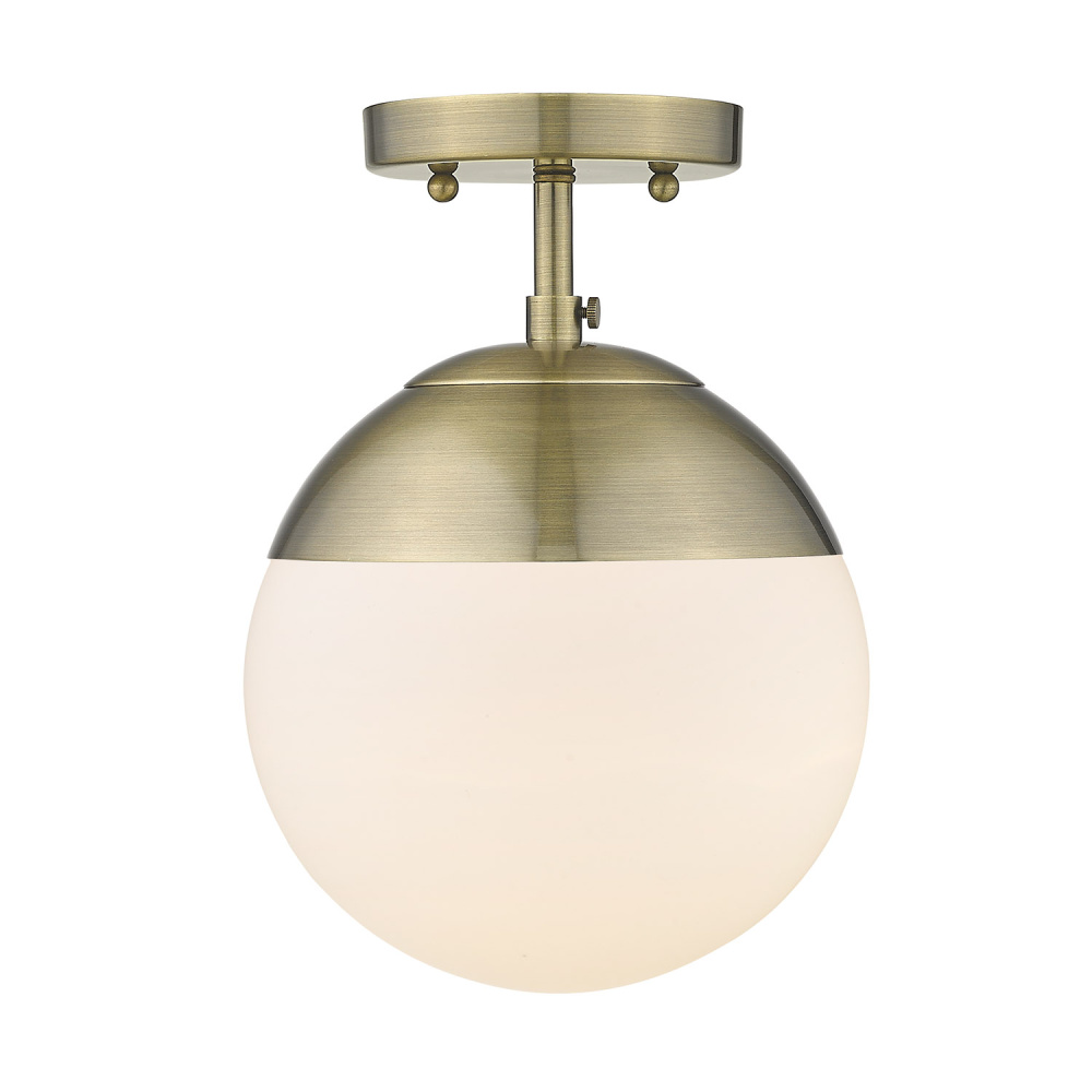 Golden Lighting Dixon 1-light Semi-Flush Mount in Aged Brass and Aged Brass shade