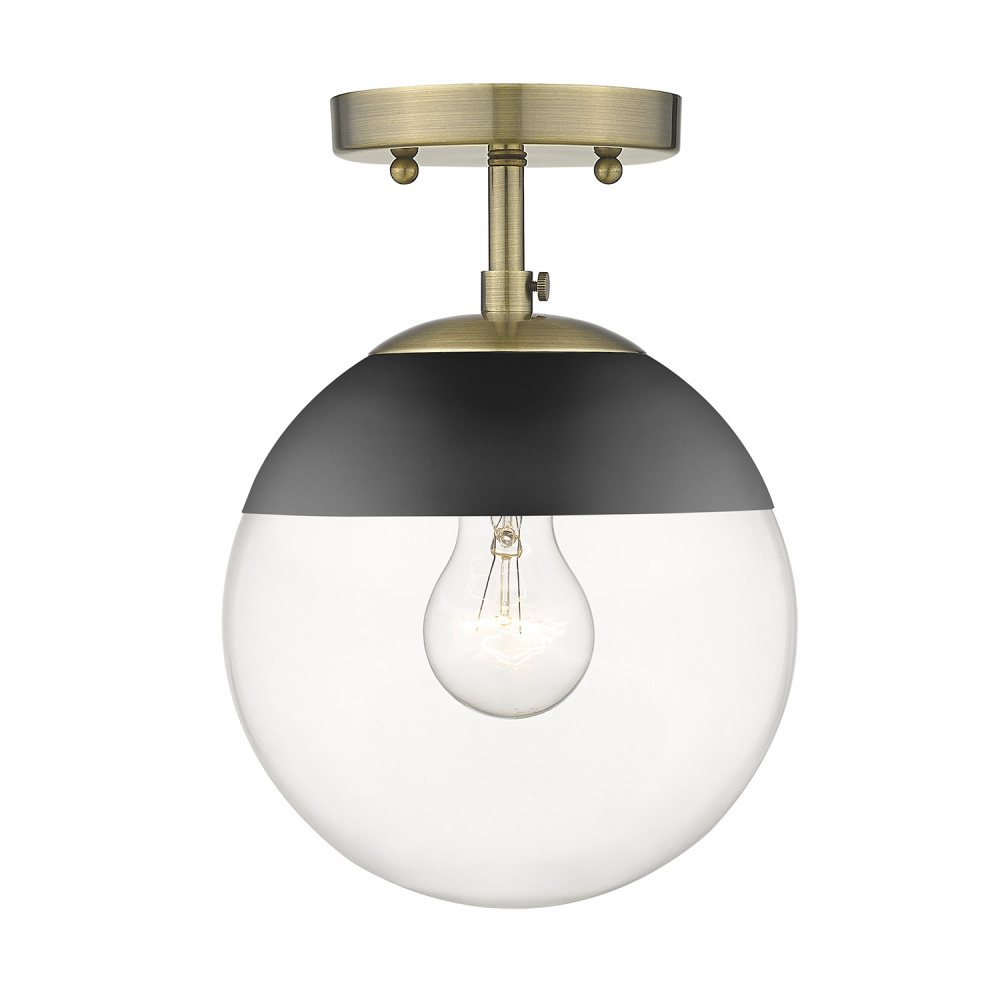 Golden Lighting Dixon 1-light Semi-Flush Mount in Aged Brass and Clear Glass