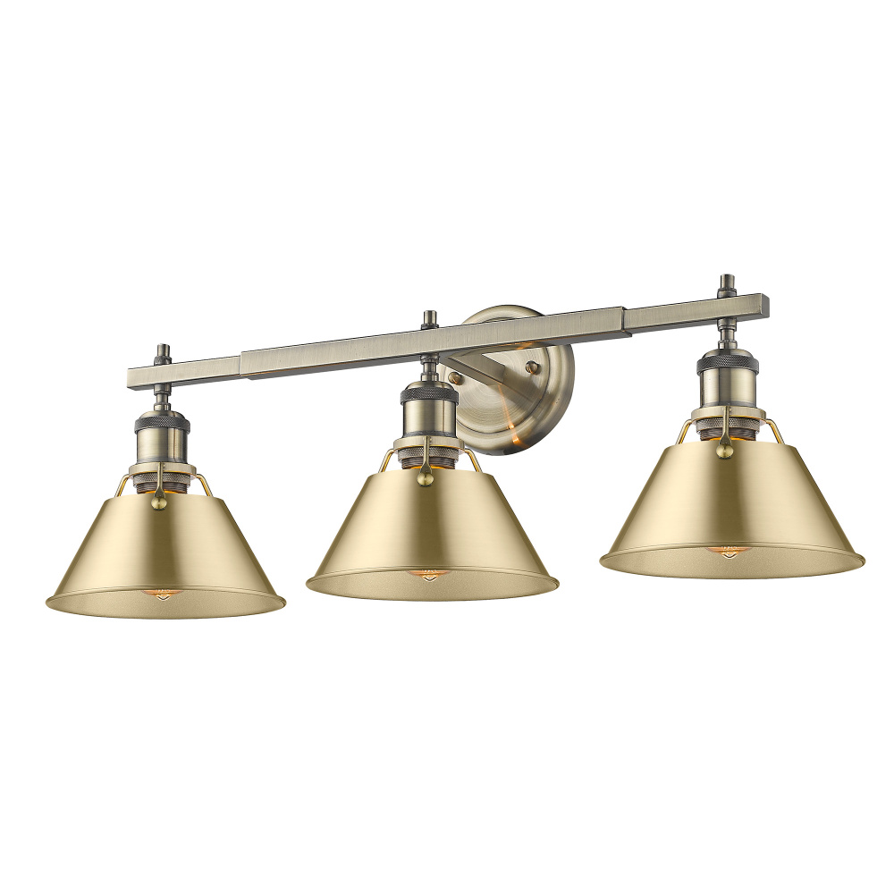 Yep by Golden Lighting Orwell 3-light Vanity in Aged Brass and Brushed Champagne Brass shade