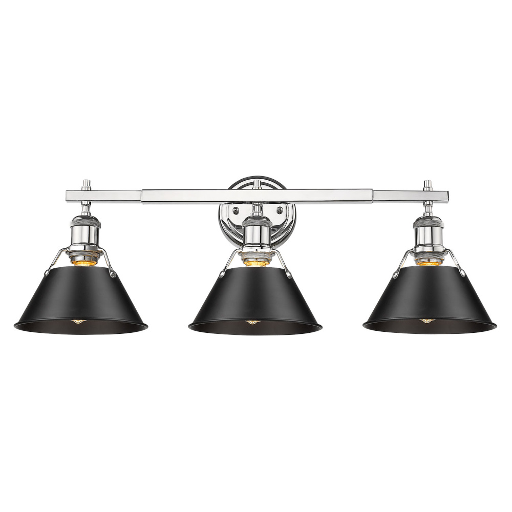 Yep by Golden Lighting Orwell 3-light Vanity in Chrome and Matte Black shade