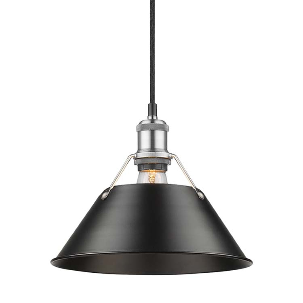 Yep by Golden Lighting Orwell 1-light 10in Pendant in Pewter and Matte Black shade