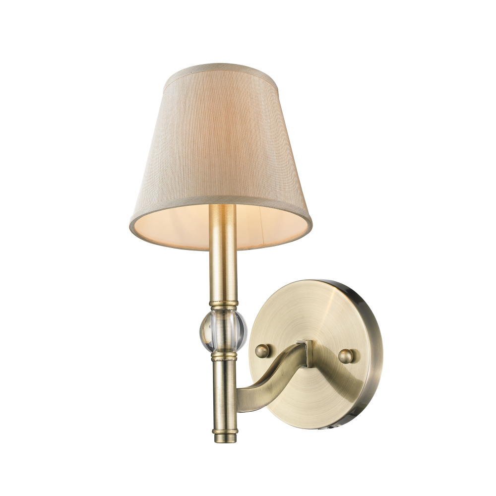 Wry Lighting Waverly 1-light Wall Sconce in Aged Brass and Silken Parchment shade