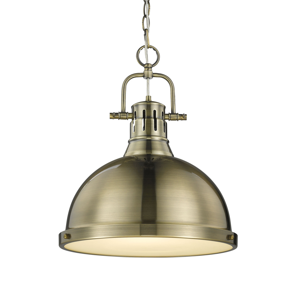 Yep by Golden Lighting Duncan 1-light 14in Chain Hung Pendant in Aged Brass