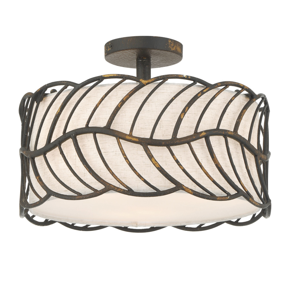 Wry Lighting Simbolo 3-light Semi-Flush Mount in Antique Black Iron