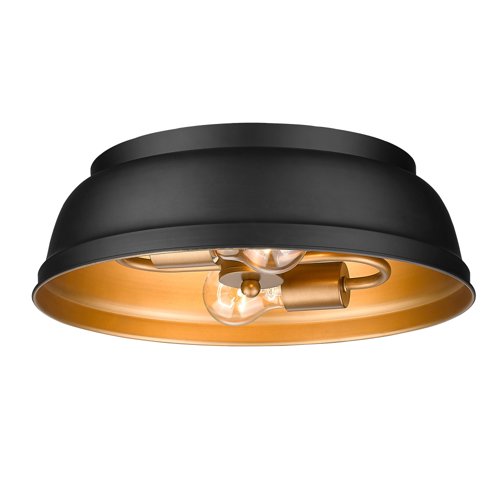 Golden Lighting Rebel 2-light Flush Mount in Matte Black