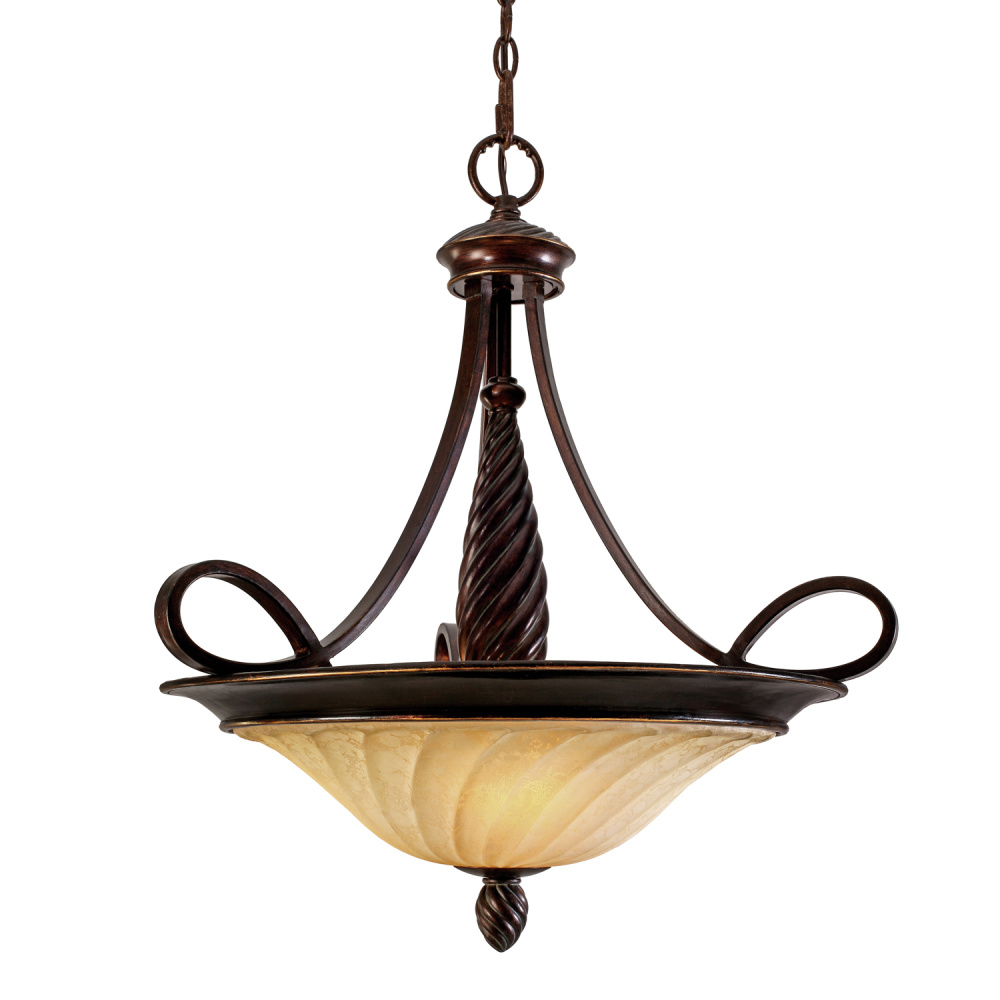 Wry Lighting Torbellino 3-light Pendant in Cordoban Bronze and Remolino Glass