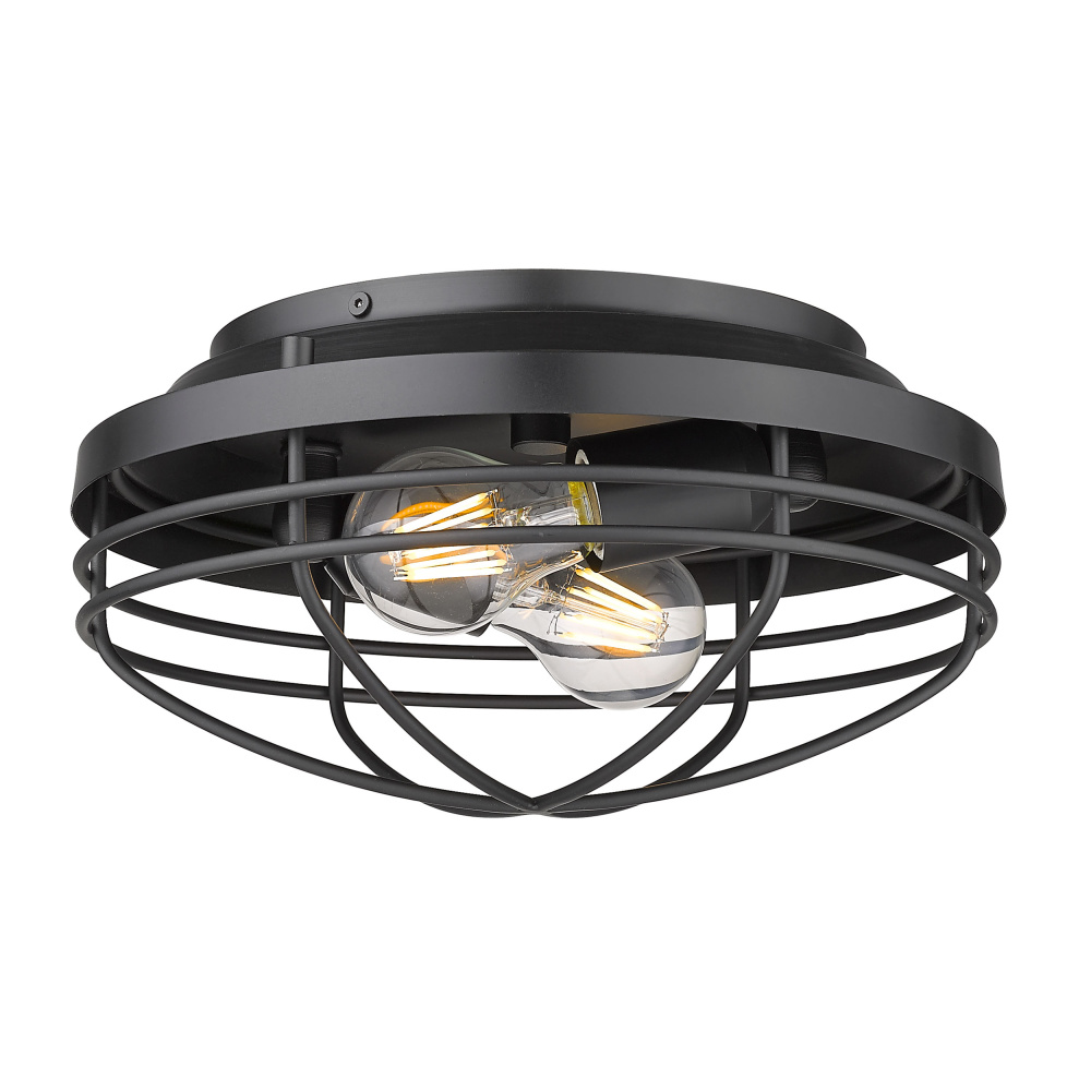 Golden Lighting Seaport 2-light Flush Mount in Matte Black