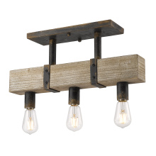 Golden 0818-SF ABI - Golden Lighting Garrett 3-light Semi-Flush Mount in Antique Black Iron