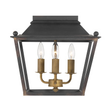 Golden 0888-FM ABI - Golden Lighting Christoff 3-light Flush Mount in Antique Black Iron