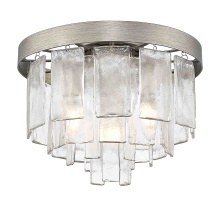 Golden 1768-FM PS-HWG - Golden Lighting Ciara 3-light Flush Mount in Peruvian Silver