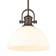 Golden 3118-L RBZ-OP - Yep by Golden Lighting Hines 1-light 14in Pendant in Rubbed Bronze and Opal Glass
