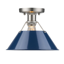 Golden 3306-FM PW-NVY - Yep by Golden Lighting Orwell 1-light Flush Mount in Pewter and Navy Blue shade