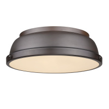 Golden 3602-14 RBZ-RBZ - Yep by Golden Lighting Duncan 2-light Flush Mount in Rubbed Bronze and Rubbed Bronze shade