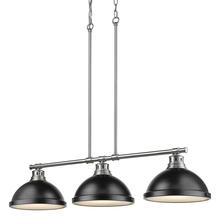 Golden 3602-3LP PW-BLK - Duncan Small Pendant with Rod in Chrome with Rubbed Bronze